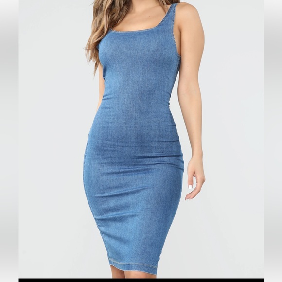 Fashion Nova Dresses & Skirts - Fashionova Denim Midi Dress - Medium Wash